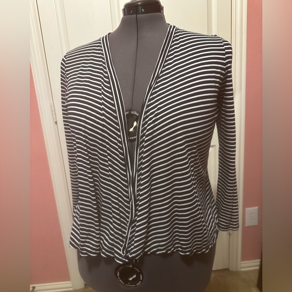 Talbots Navy and White Striped Sweater